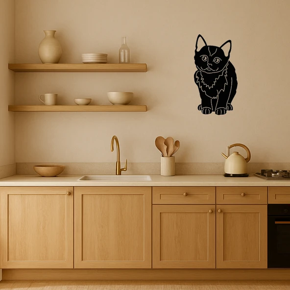 Minimalist Kedi Temalı Dekoratif Tablo - Resim 2