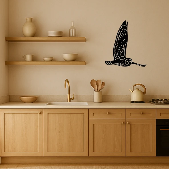 Uçan Baykuş Temalı MDF Sanat Tablosu - Resim 2