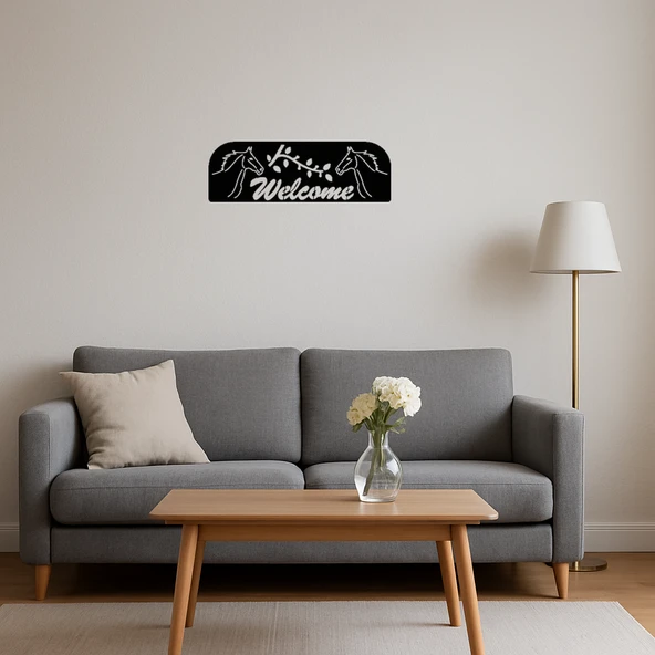 At Figürlü Welcome Kapı Dekorasyonu - Resim 2