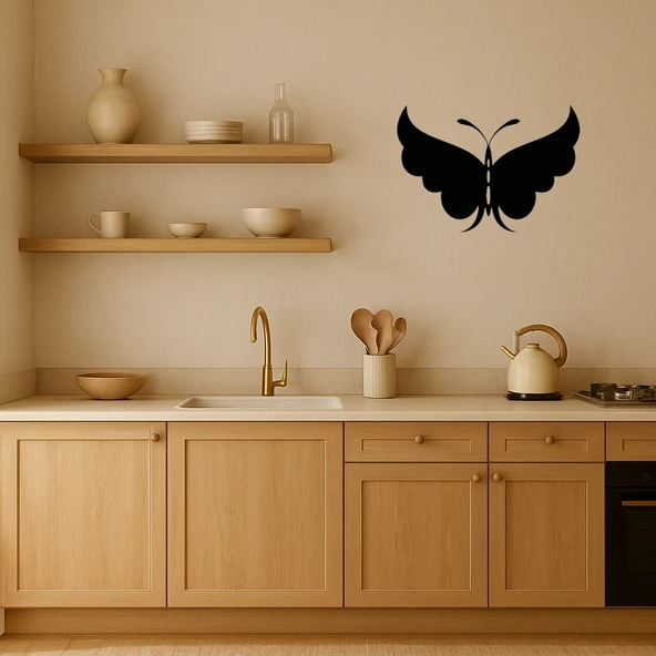 Çiçek ve Kelebek Temalı MDF Sanat Tablosu - Resim 2