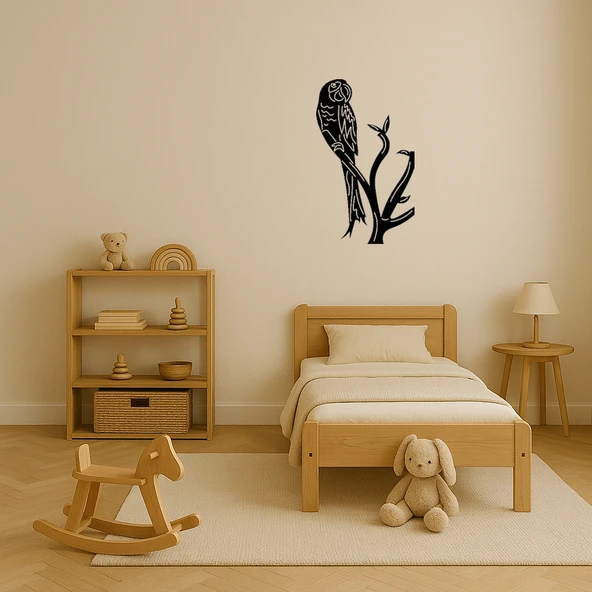 Dal Üzerinde Macaw Papağan MDF Dekoratif Tablo - Resim 3