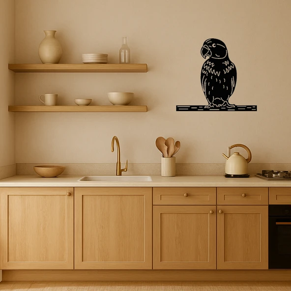 Yeşil Papağan Dekoratif MDF Duvar Tablosu ürün görseli