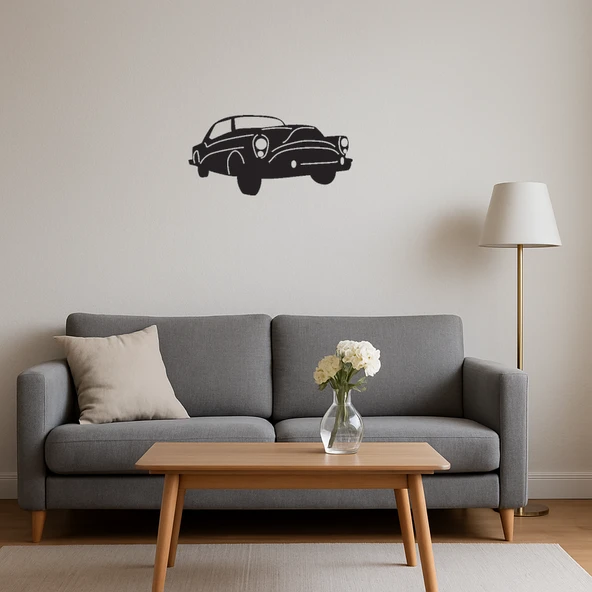 Vintage Klasik Araba Temalı Dekoratif MDF Tablo - Resim 2