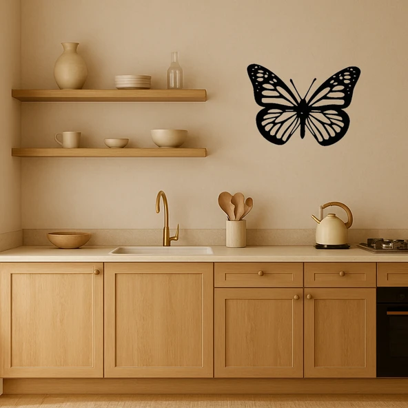 Çiçek ve Kelebek Motifli MDF Tablo - Resim 2