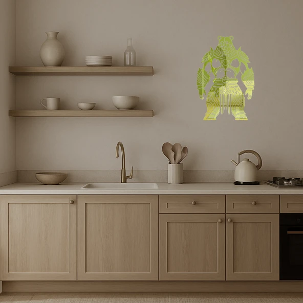 Savaşçı Ayı Temalı  Dekoratif Altın Aynalı Tablo - Resim 3