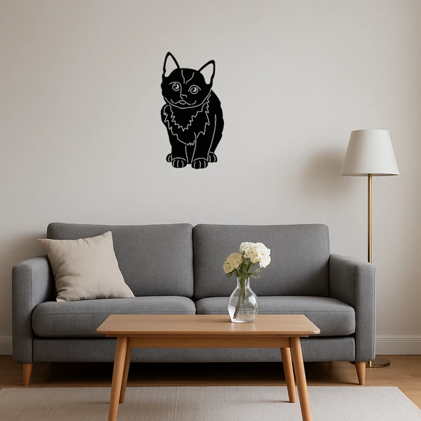 Minimalist Kedi Temalı Dekoratif Tablo - Resim 4