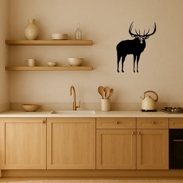 Geyik ve Orman Temalı Dekoratif Tablo - Resim 2