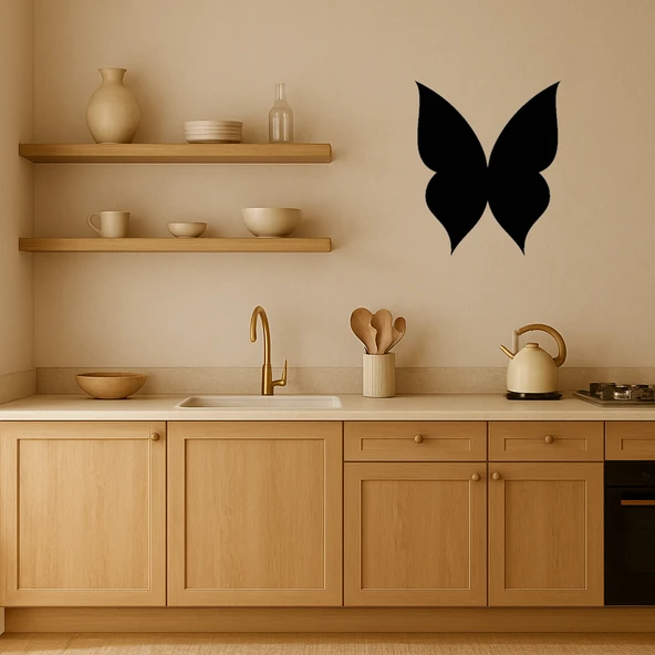 Zarif Kelebek ve Çiçek Motifli MDF Tablo - Resim 2