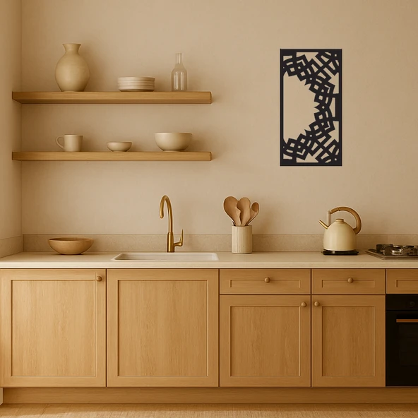 Ahşap Abstrakt Çiçek Desenli Dekoratif Duvar Tablosu - Resim 2