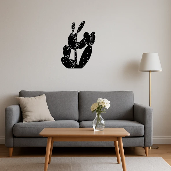 Minimalist Kaktüs Desenli MDF Tablo - Resim 4