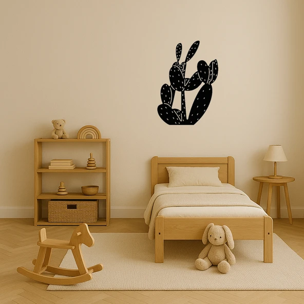 Minimalist Kaktüs Desenli MDF Tablo - Resim 3