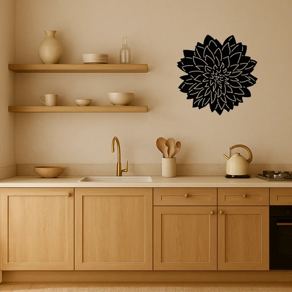 Zarif Dahlia Çiçeği Desenli MDF Tablo - Resim 2