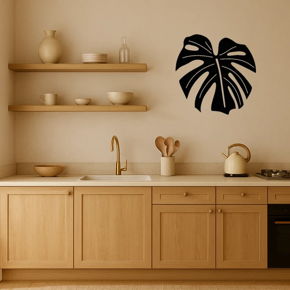 Monstera Yaprağı Tasarımlı MDF Dekoratif İç Mekan Tablo - Resim 3