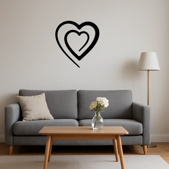 Romantik Çift Kalp Dekoratif Tablo - Resim 4