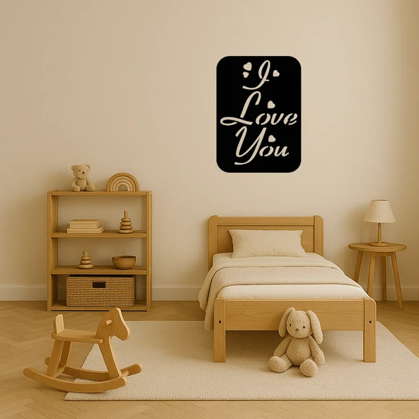 Kalp ve Yazı Kombinasyonlu MDF Dekoratif Tablo - Resim 3