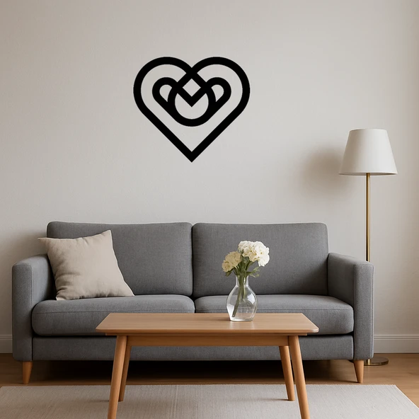 Geometrik Kalpler MDF Dekoratif Tablo - Resim 2