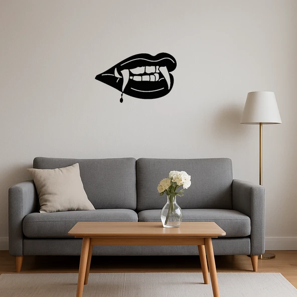 Vampir Dişleri Motifli Dekoratif MDF Tablo - Resim 4