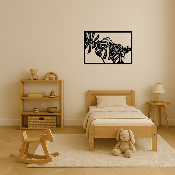 Monstera Yaprak Desenli Dekoratif Tablo - Resim 3