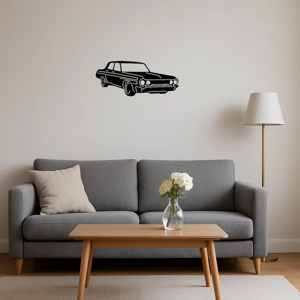 Retro Muscle Car Tasarımlı MDF Dekoratif Duvar Tablosu - Resim 4