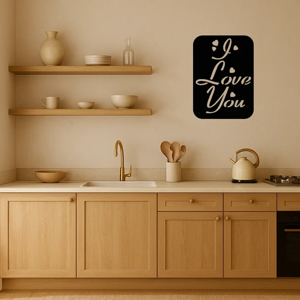 Kalp ve Yazı Kombinasyonlu MDF Dekoratif Tablo - Resim 2