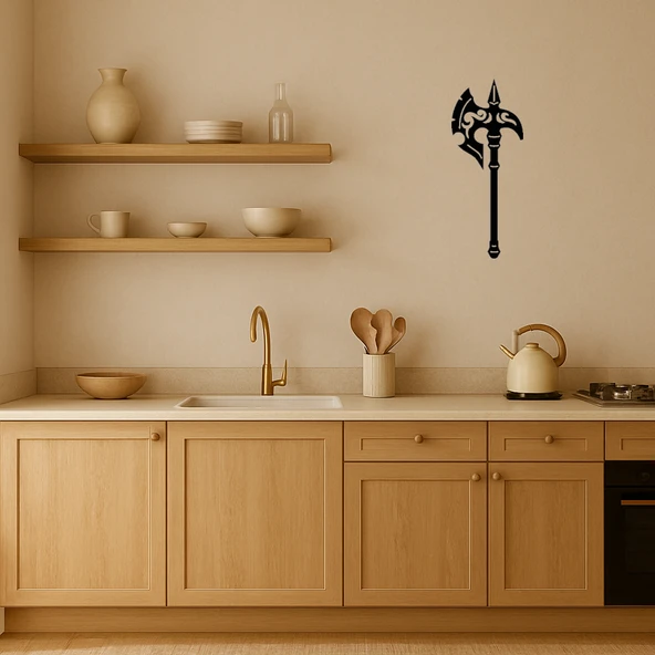 Dekoratif Tarihi Savaş Baltası MDF Tablo - Resim 2