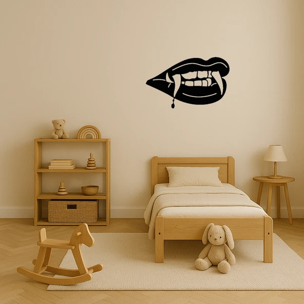 Vampir Dişleri Motifli Dekoratif MDF Tablo - Resim 3