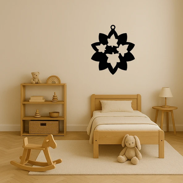 MDF Zarif Çiçek ve Yaprak Desenli Dekoratif Tablo - Resim 3