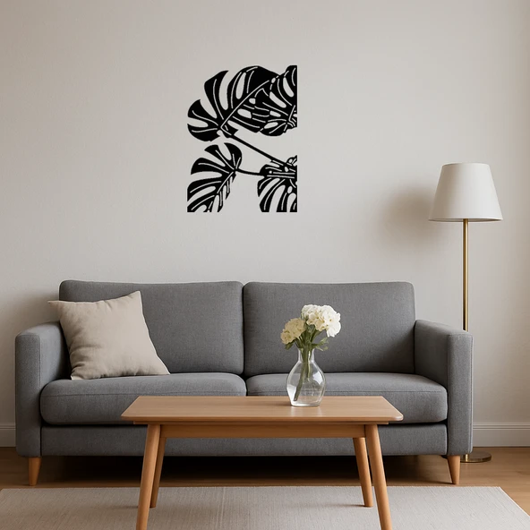 Monstera Yaprağı Desenli MDF Dekoratif Tablo - Resim 4
