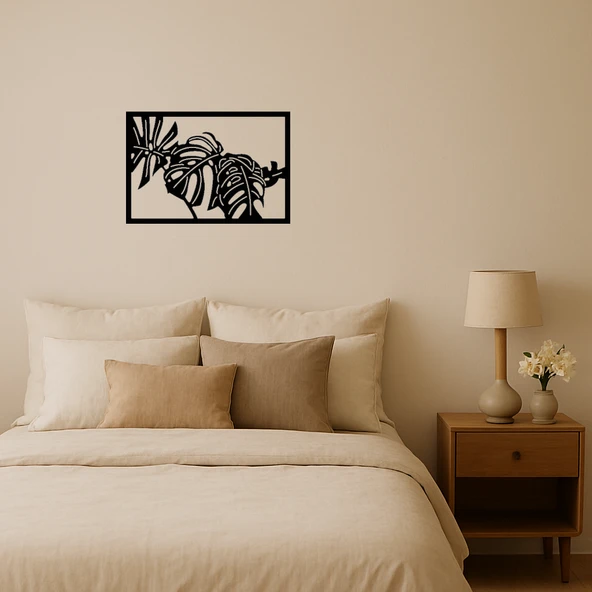 Monstera Yaprak Desenli Dekoratif Tablo ürün görseli