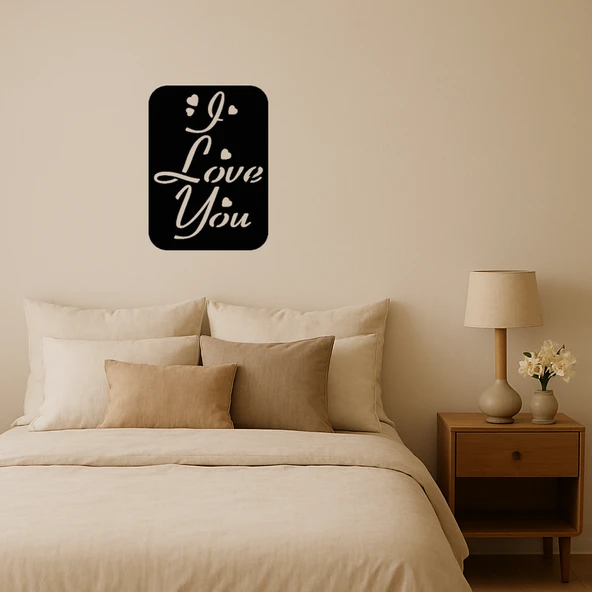 Kalp ve Yazı Kombinasyonlu MDF Dekoratif Tablo ürün görseli