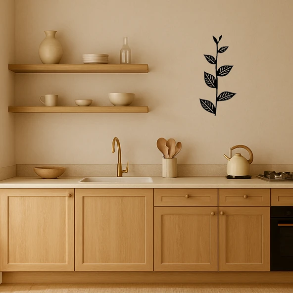 Geometrik Yaprak Desenli MDF İç Mekan Tablo - Resim 3