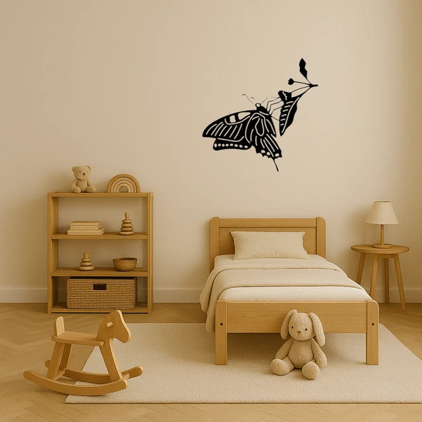 Kelebek Temalı Sanatsal Dekoratif Tablo - Resim 3