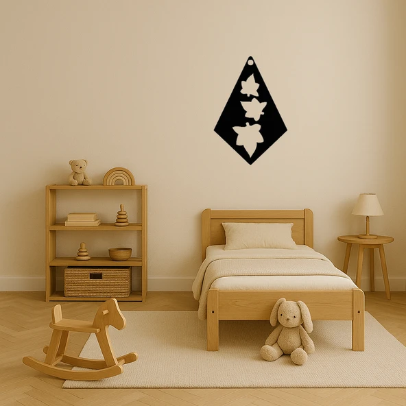 MDF Yaprak Motifli Elmas Şekilli Dekoratif Tablo - Resim 3