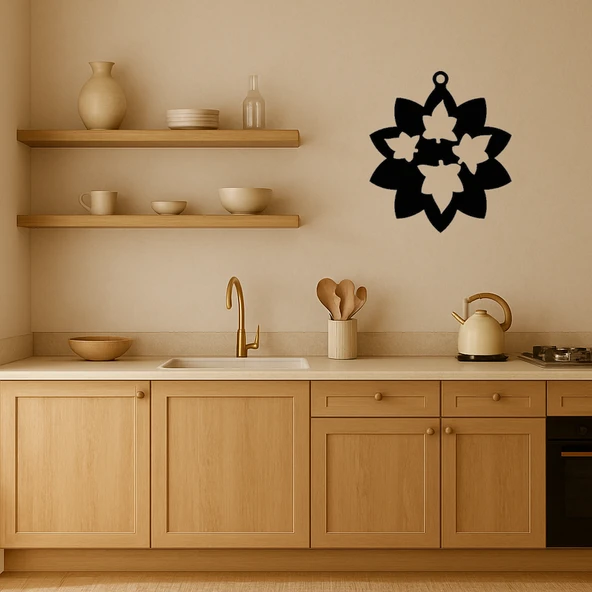 MDF Zarif Çiçek ve Yaprak Desenli Dekoratif Tablo - Resim 2