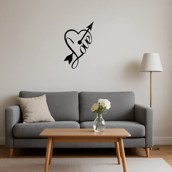 Romantik Kalp ve Yazı Tasarımlı MDF Duvar Tablosu - Resim 4