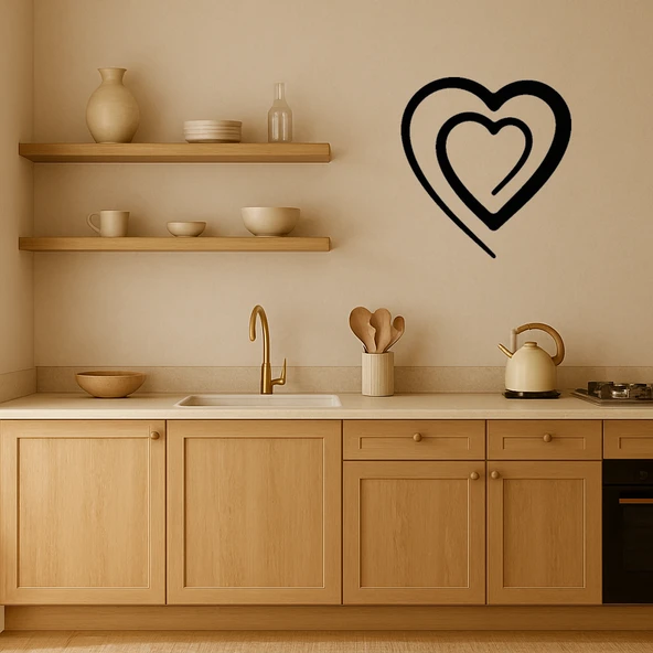 Romantik Çift Kalp Dekoratif Tablo - Resim 2