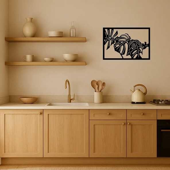 Monstera Yaprak Desenli Dekoratif Tablo - Resim 2