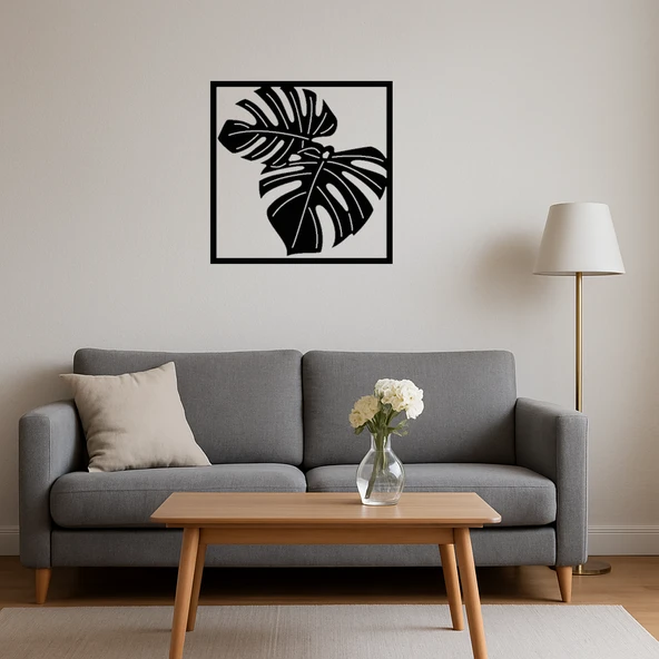 Monstera Desenli Dekoratif İç Mekan Tablosu - Resim 4