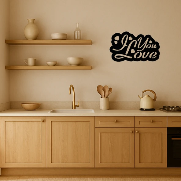 I Love You Kalp Motifli MDF İç Mekan Tablosu - Resim 3