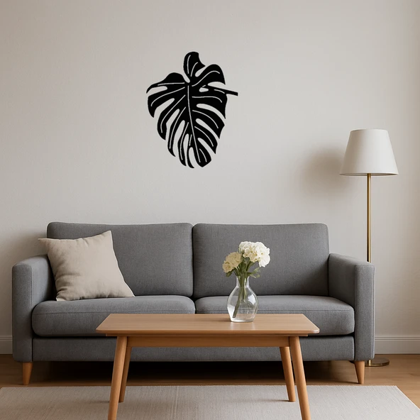 Şık Monstera Yaprağı Tasarımlı MDF Tablo - Resim 3