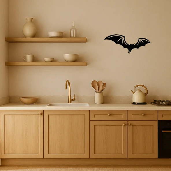 Gotik Tarzda Uçan Yarasa MDF Dekoratif Tablo - Resim 2