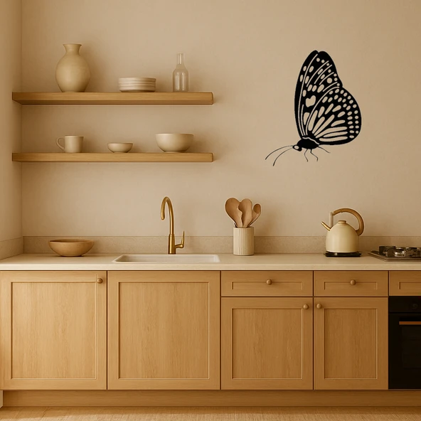 Sanatsal Kelebek Tasarımlı MDF İç Mekan Tablo - Resim 3