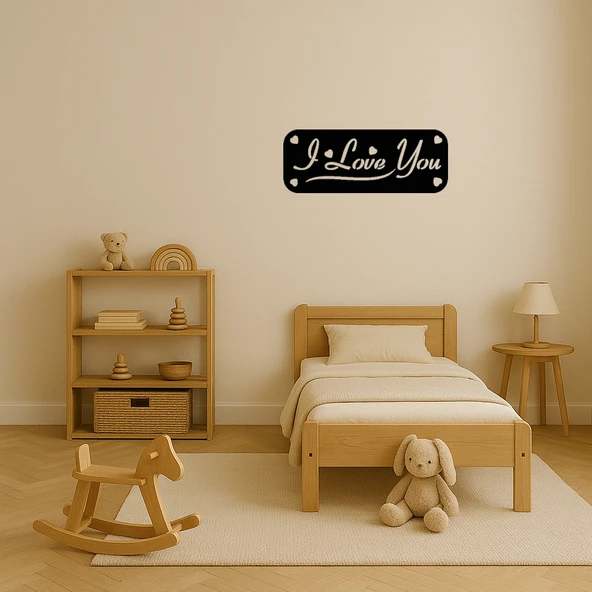 I Love You Yazılı MDF Duvar Süsü - Resim 3