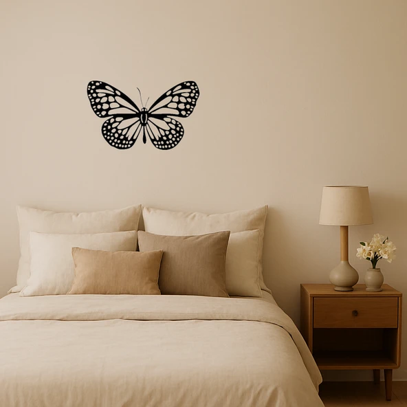 MDF Siyah Kelebek Motifli Duvar Tablosu ürün görseli