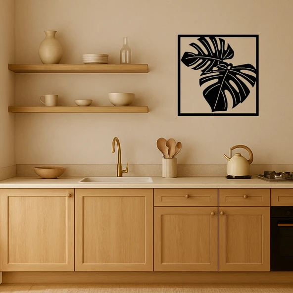 Monstera Desenli Dekoratif İç Mekan Tablosu - Resim 2