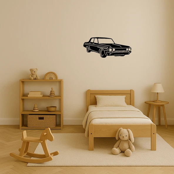 Retro Muscle Car Tasarımlı MDF Dekoratif Duvar Tablosu - Resim 3