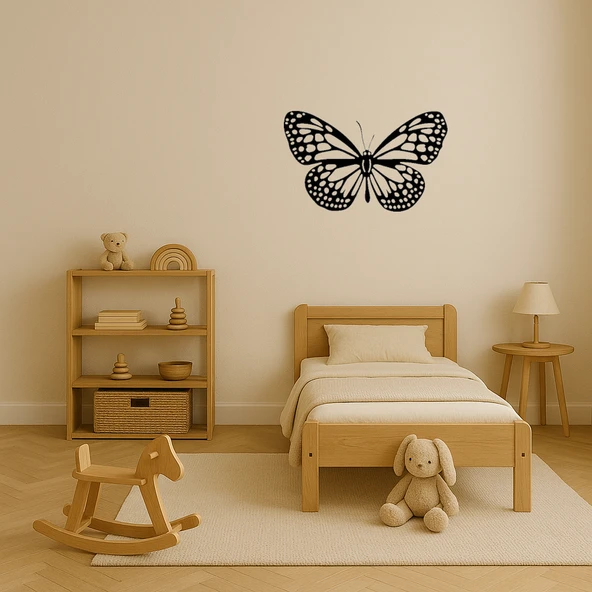 MDF Siyah Kelebek Motifli Duvar Tablosu - Resim 2