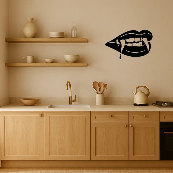 Vampir Dişleri Motifli Dekoratif MDF Tablo - Resim 2