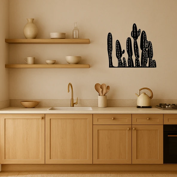 Trendy Kaktüs Desenli MDF Dekoratif Tablo - Resim 2