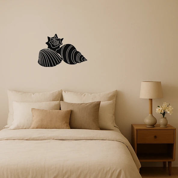 Abstrakt Deniz Kabukları Tasarımlı MDF Duvar Tablosu ürün görseli